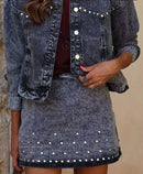 Conjunto Denim com detalhes de Rebite