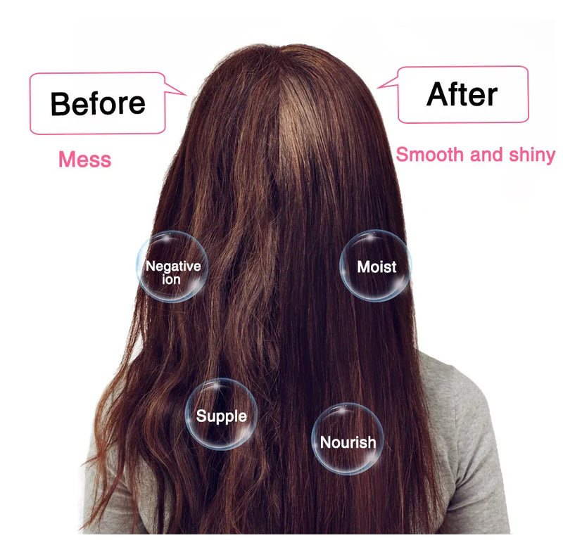 Seu salão em casa: escova de cabelo 4 em 1 com ar quente e aquecimento rápido.