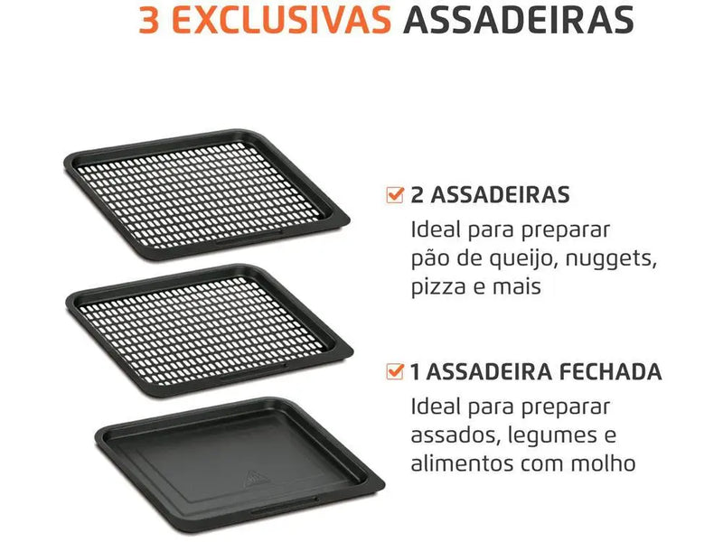 Fritadeira Elétrica sem Óleo/Air Fryer Mondial Forno Oven AFON-12L-BI Preta 12L - 110V