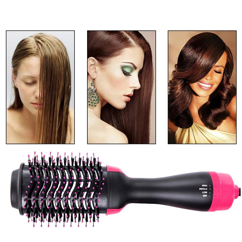 Seu salão em casa: escova de cabelo 4 em 1 com ar quente e aquecimento rápido.
