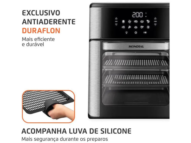 Fritadeira Elétrica sem Óleo/Air Fryer Mondial Forno Oven AFON-12L-BI Preta 12L - 110V