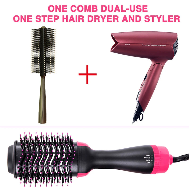 Seu salão em casa: escova de cabelo 4 em 1 com ar quente e aquecimento rápido.